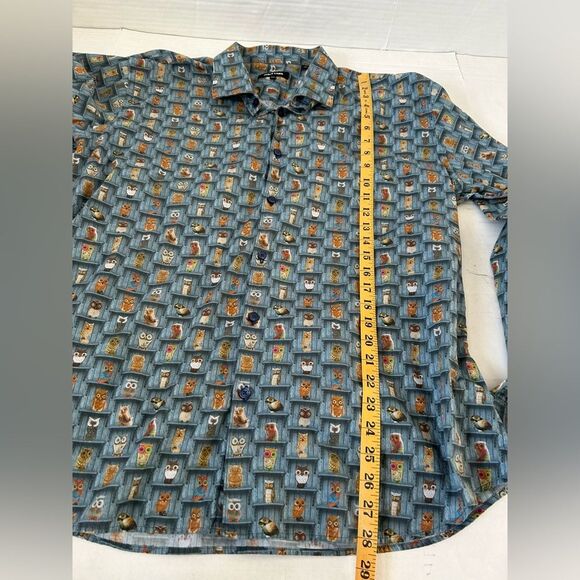 Jared Lang Men's Owl Print Button Up Long Sleeve Shirt Size 2XL - Picture 7 of 8